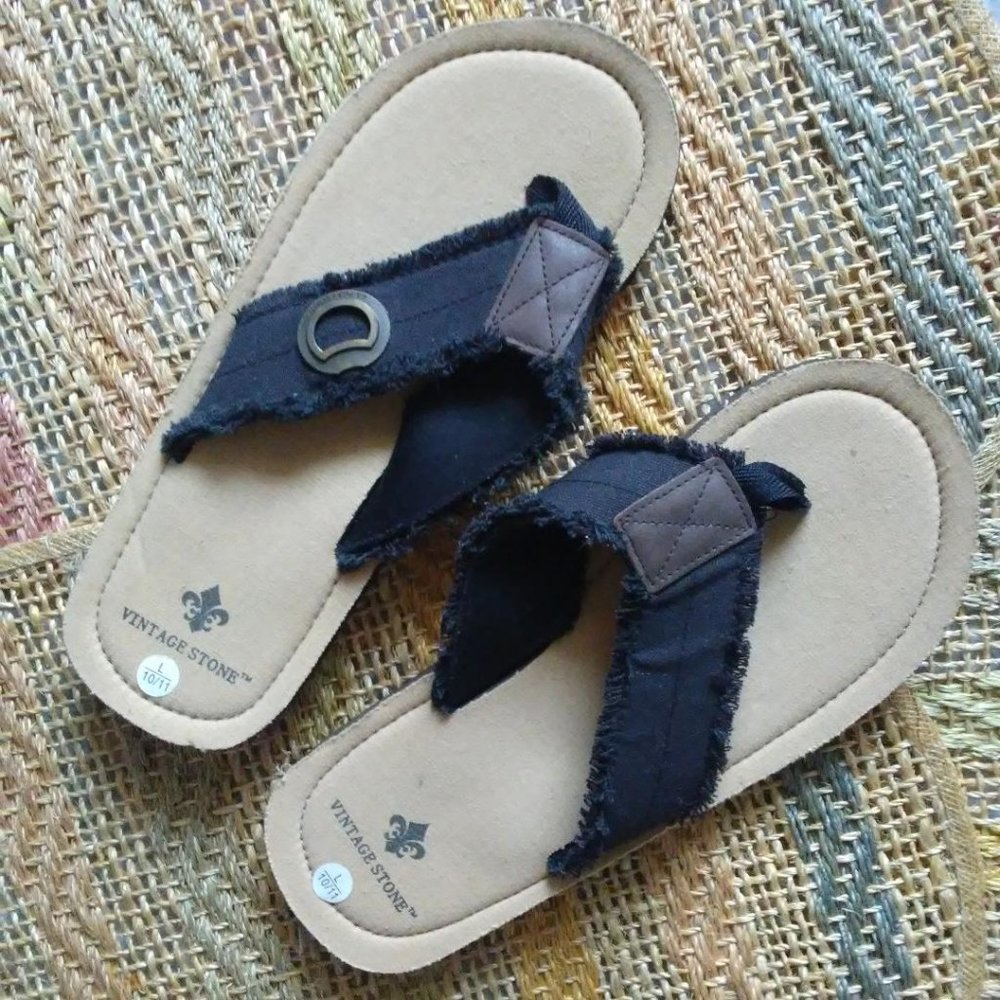 NWOT VINTAGE STONE Frayed Thong Men Flip Flop